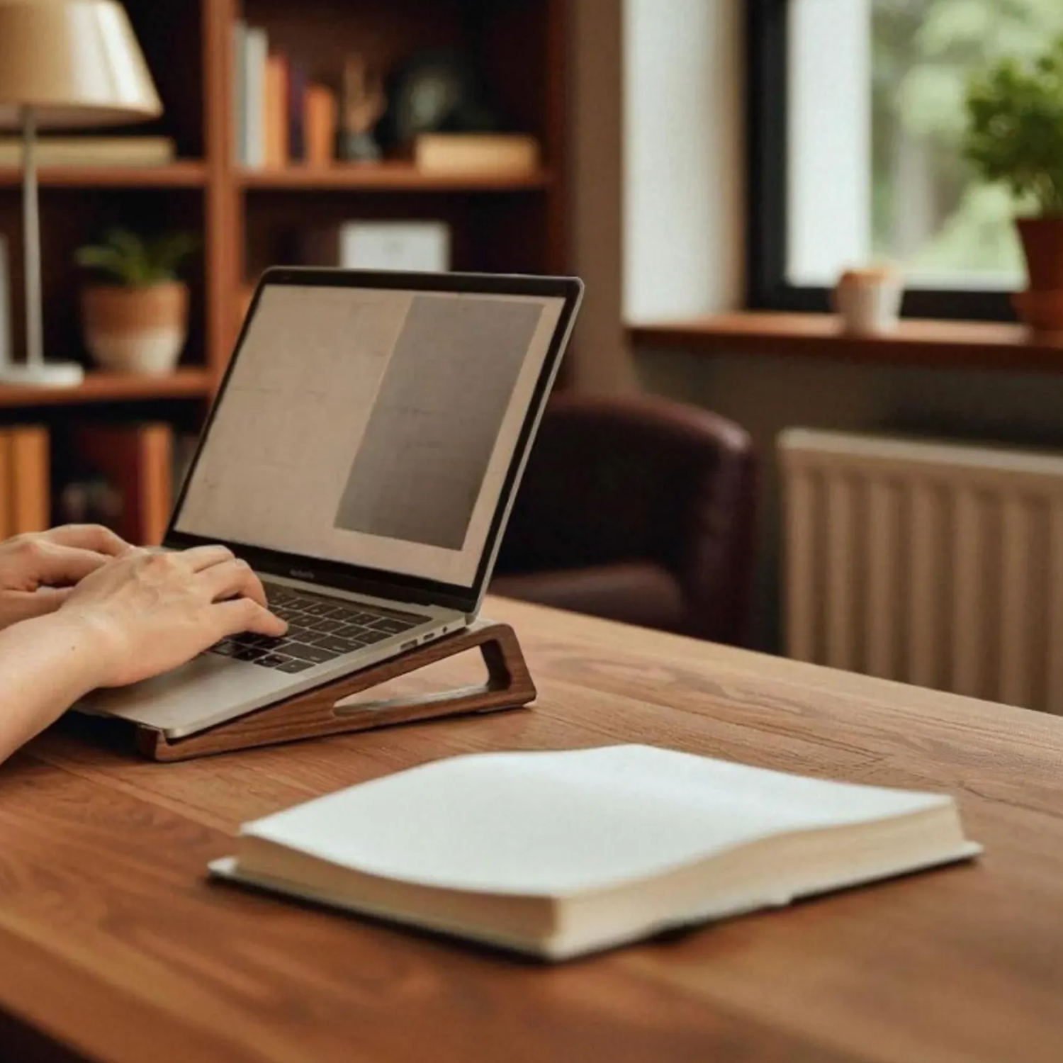 Ergonomic Tilt Laptop Riser Minimalist Desktop Device Elevator